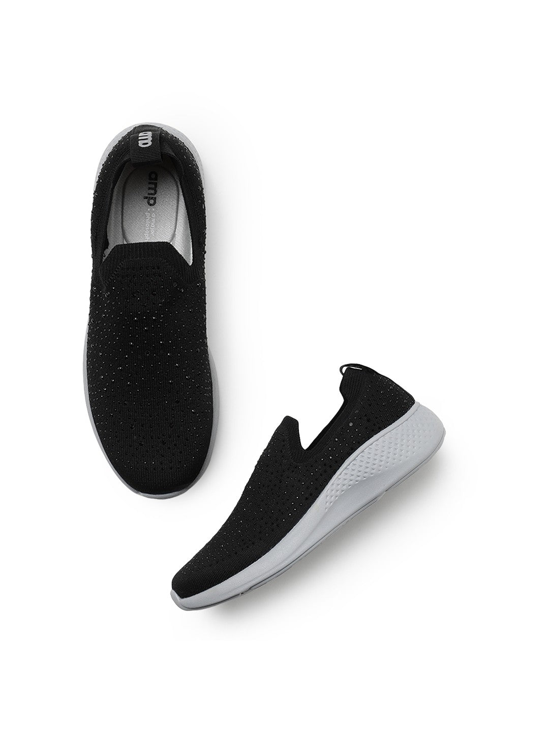 Amp Women’s Knitted Slip-On Sneakers AW011-BLACK