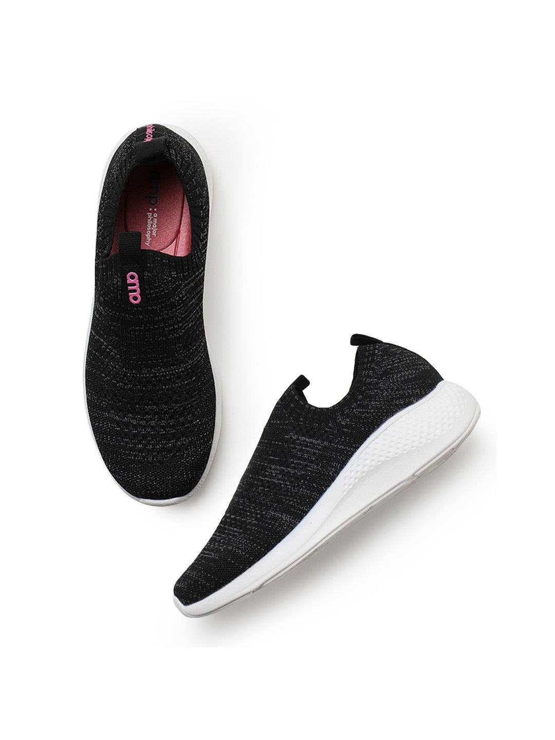 Amp Women’s Knitted Slip-On Sneakers AW009-BLACK