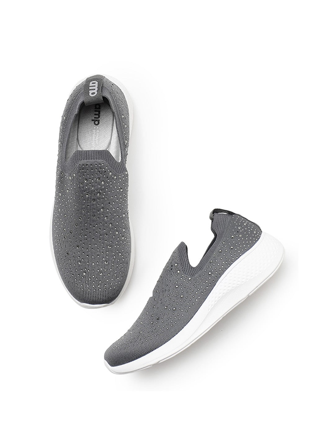 Amp Women’s Knitted Slip-On Sneakers AW011-GREY