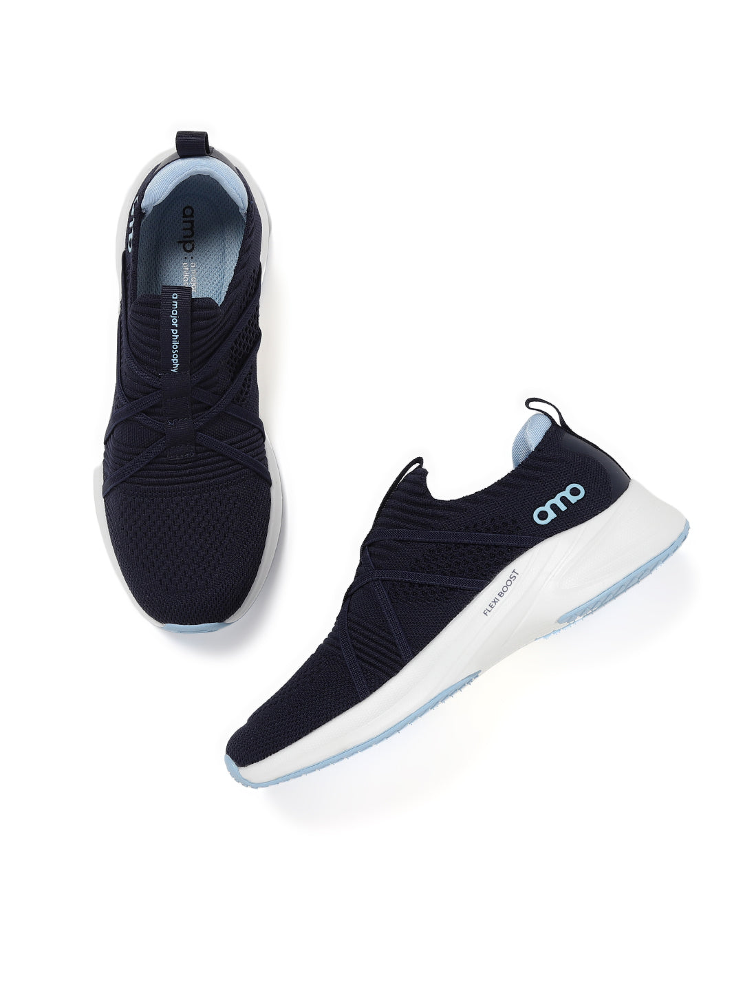 AMP WOMENS KNITTED SLIP-ON SNEAKERS AW056-NAVY