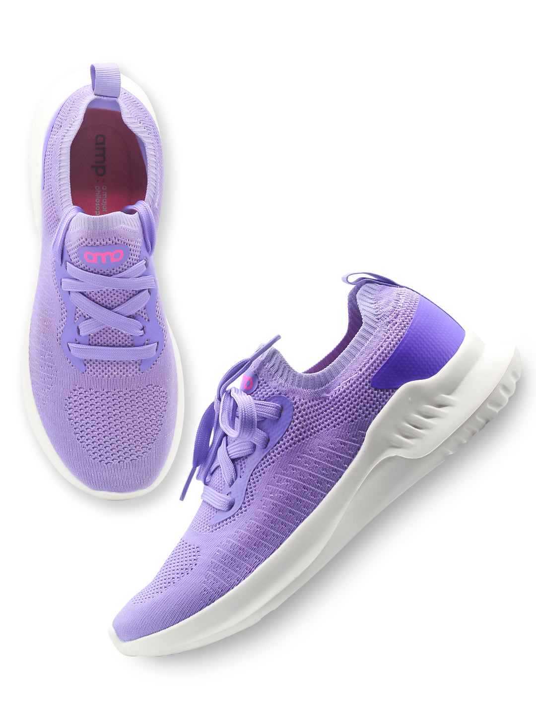 Amp Women’s Knitted Lace-Up Sneakers AW030-PURPLE