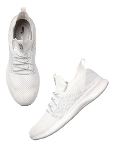 Amp Men’s Knitted Lace-Up Sneakers AM003-WHITE