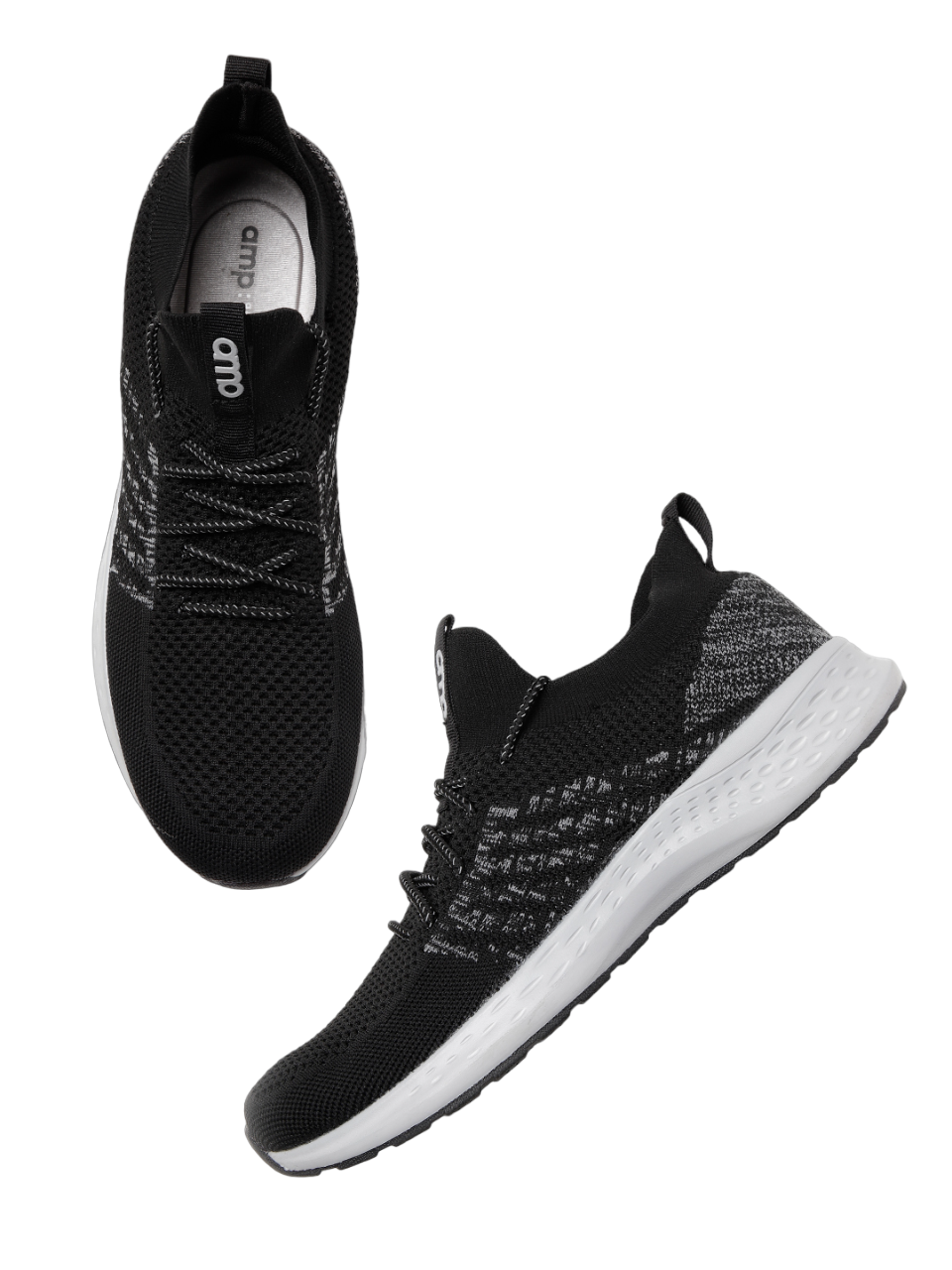 Amp Men’s Knitted Lace-Up Sneakers AM003-BLACK