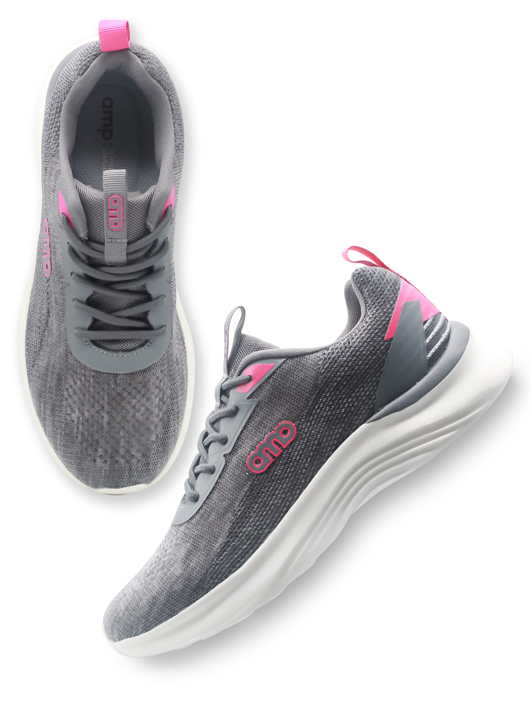 Amp Women’s Knitted Lace-Up Sneakers AW032-GREY