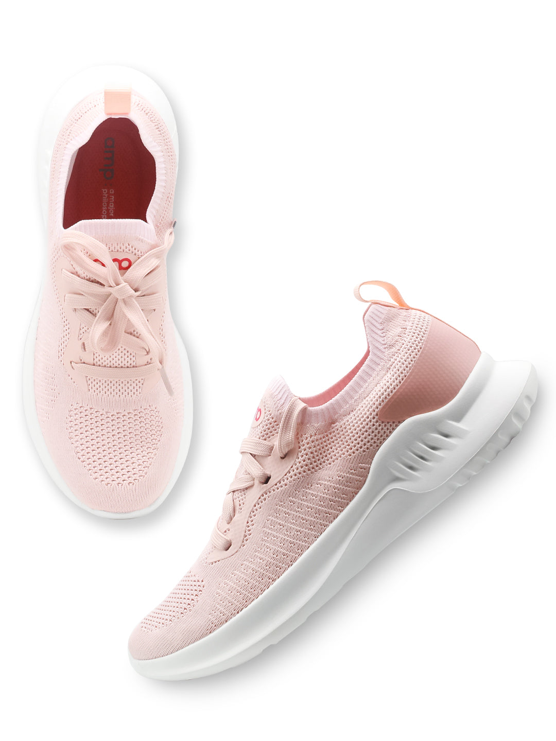 Amp Women’s Knitted Lace-Up Sneakers AW030-CLEAR PINK