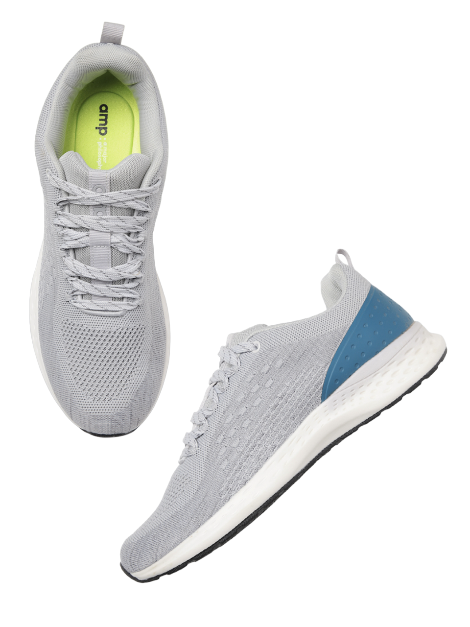 Amp Men’s Knitted Lace-Up Sneakers AM002-GREY