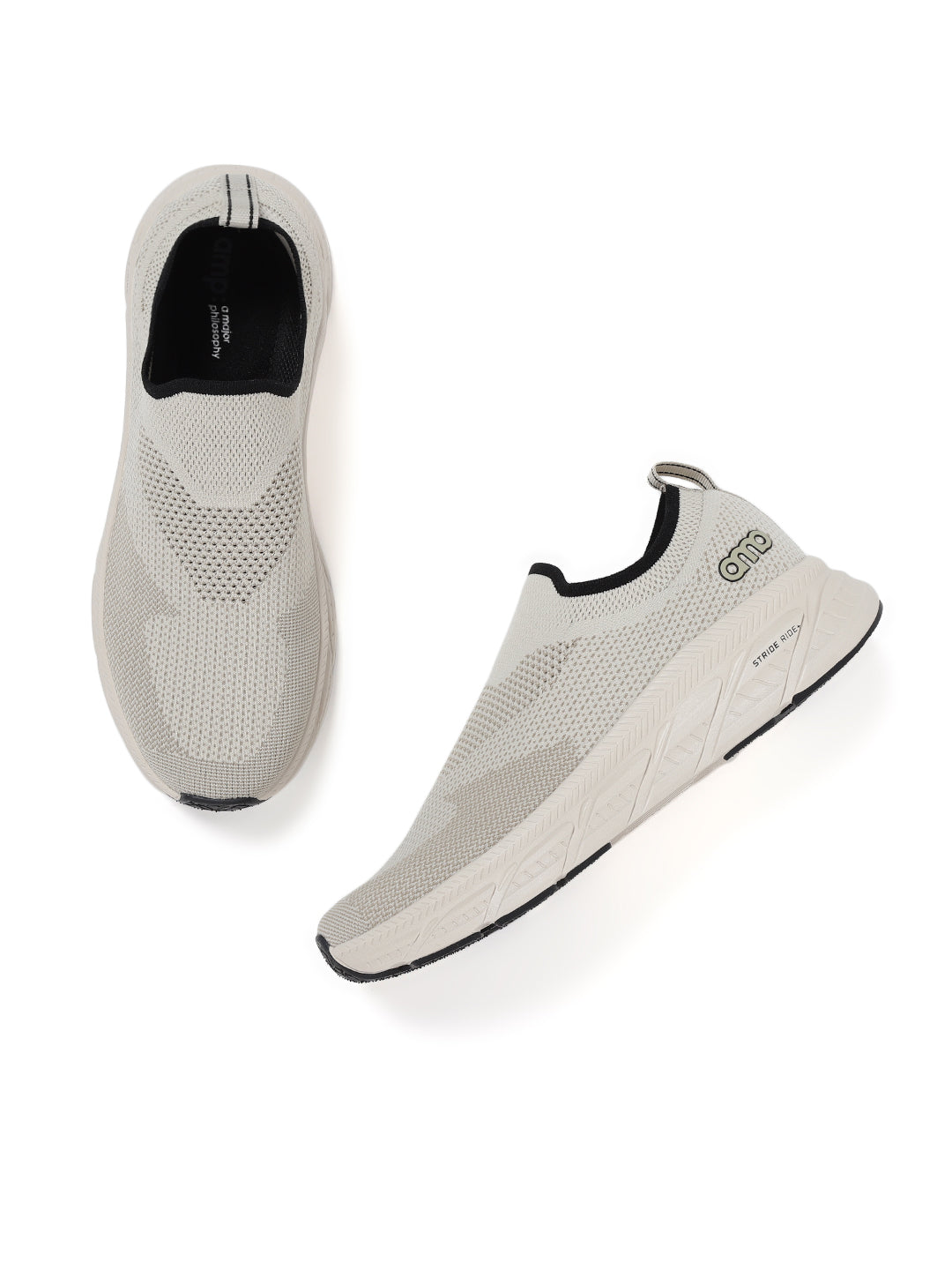 Amp Men’s Knitted Slip-On Sneakers AM034-BEIGE - Main Image