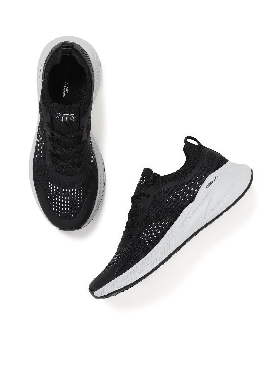 Amp Men’s Knitted Sports Lace-Up Sneakers AM035-BLACK