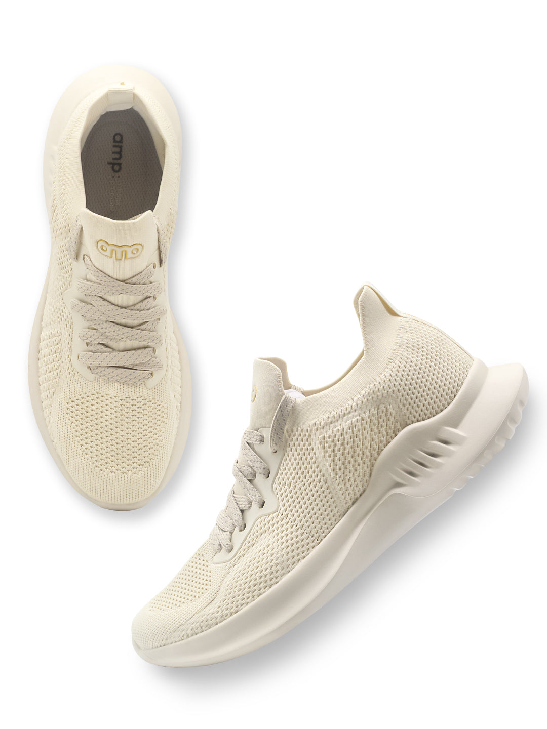 Amp Men’s Knitted Lace-Up Sneakers AM023-BEIGE