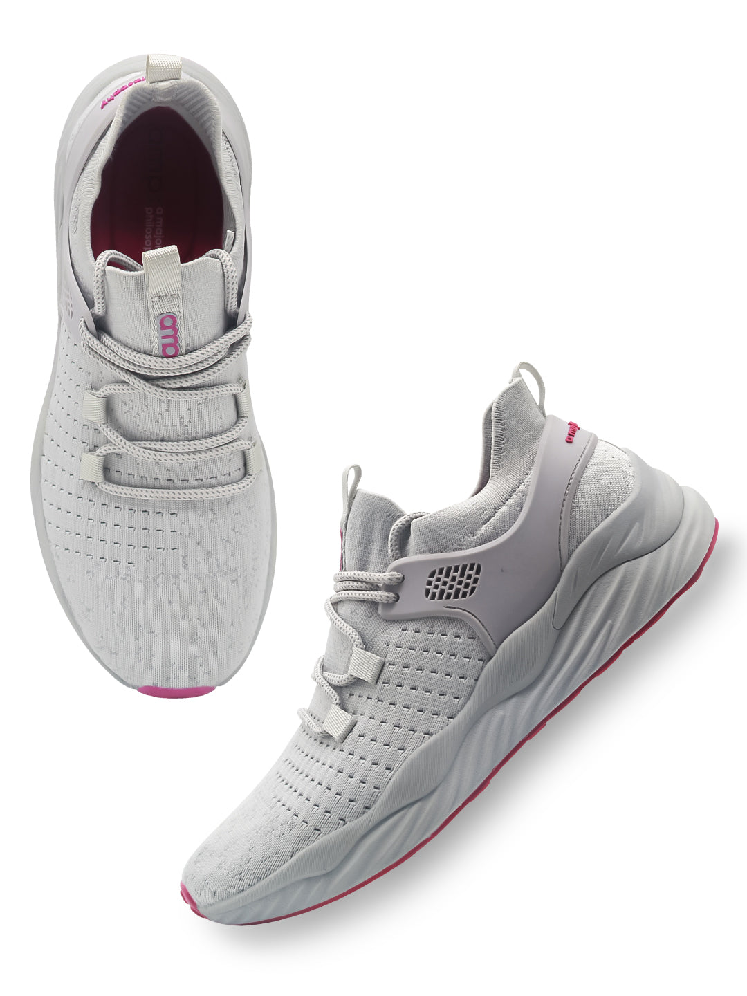 Amp Women’s Knitted Lace-Up Sneakers AW013-GREY