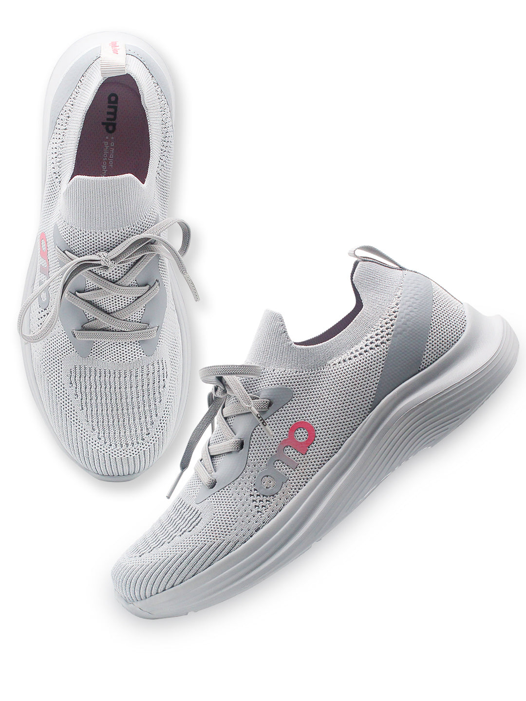 Amp Women’s Knitted Lace-Up Sneakers AW029-GREY