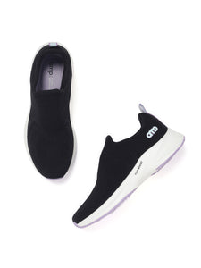 AMP WOMENS KNITTED SLIP-ON SNEAKERS AW055-BLACK