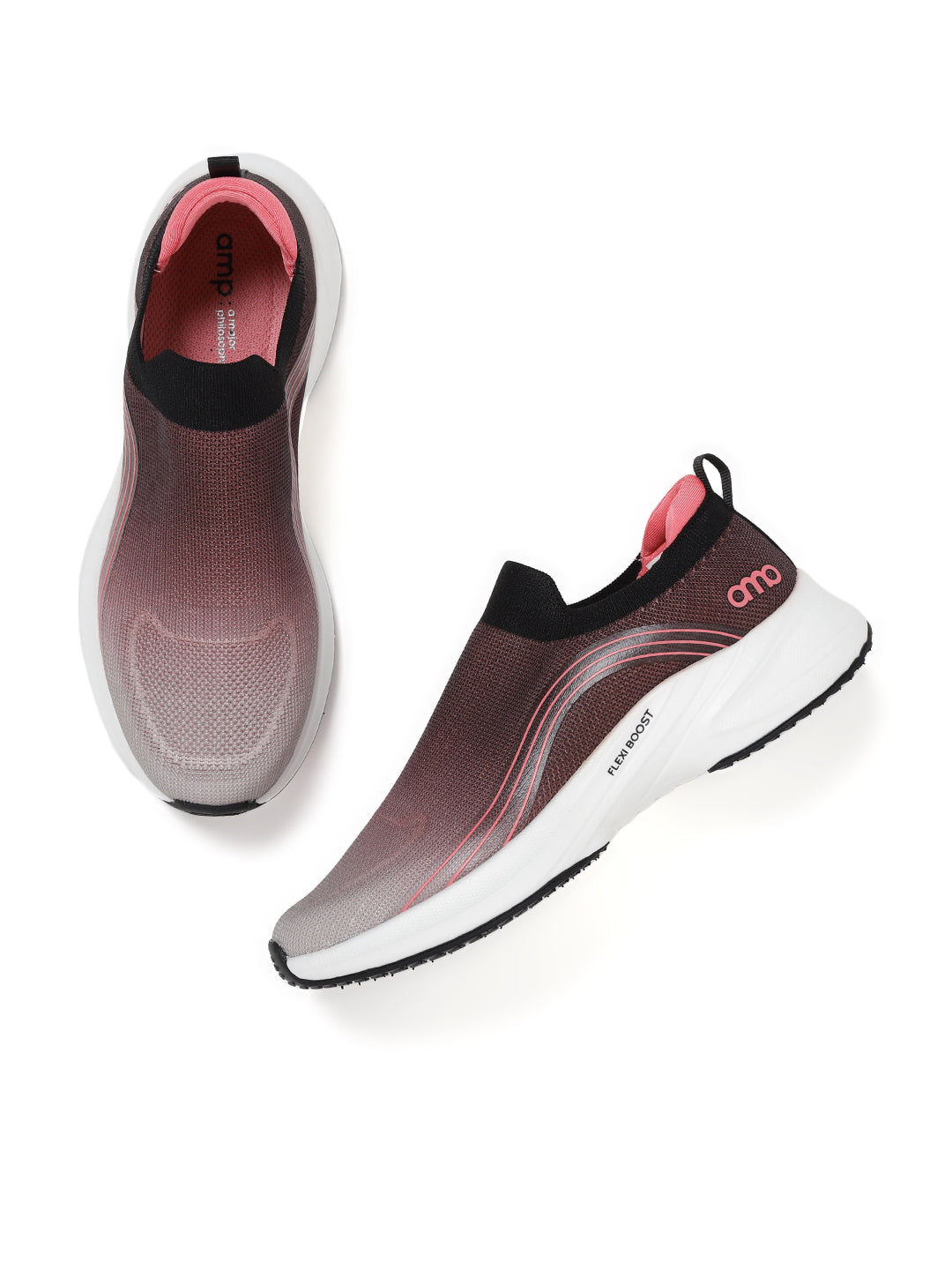 AMP WOMENS KNITTED SLIP-ON SNEAKERS AW058-BLACK