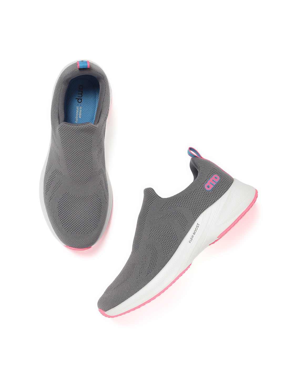 AMP WOMENS KNITTED SLIP-ON SNEAKERS AW055-GREY