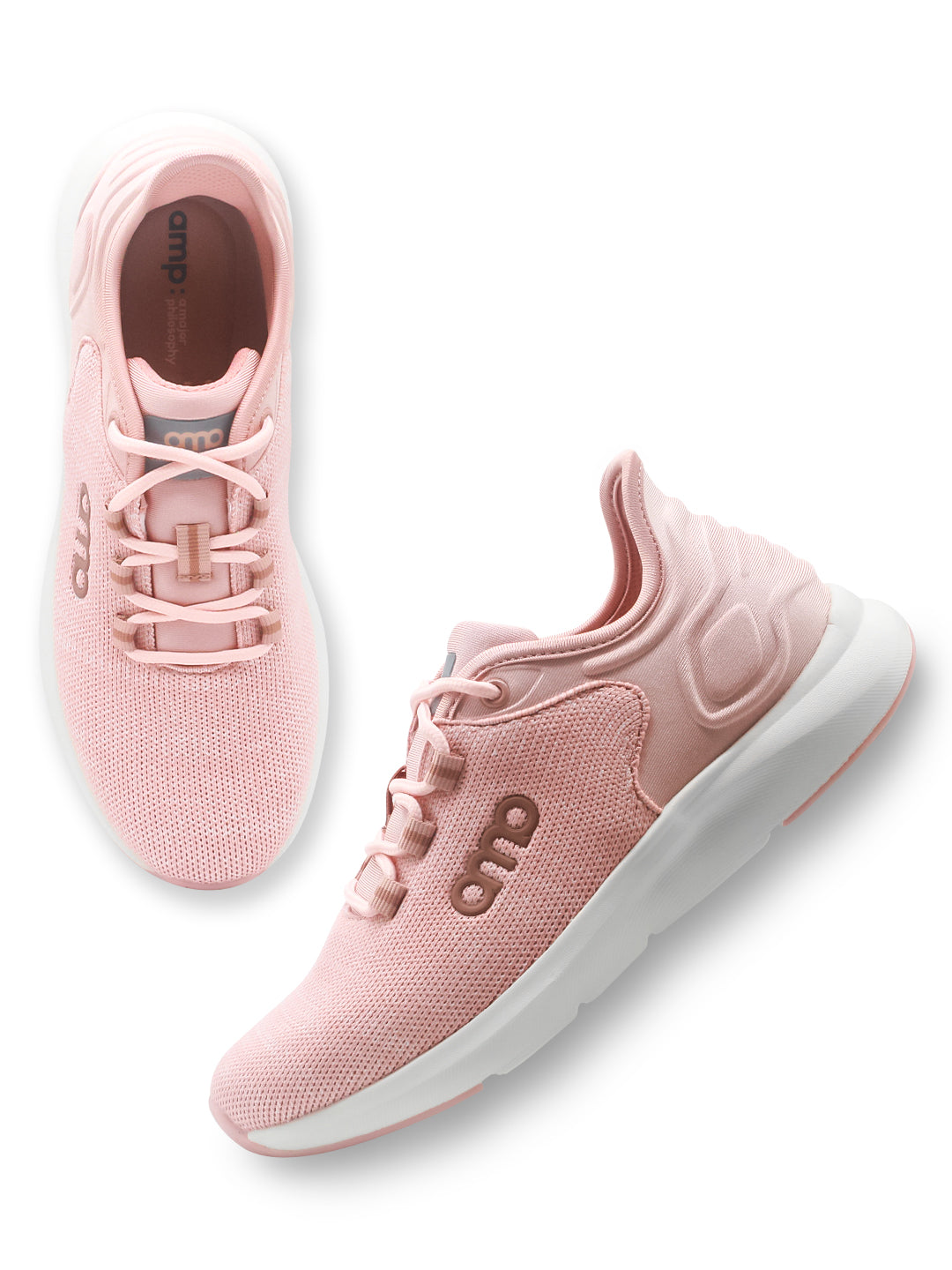 Amp Women’s Knitted Lace-Up Sneakers AW040-PEACH