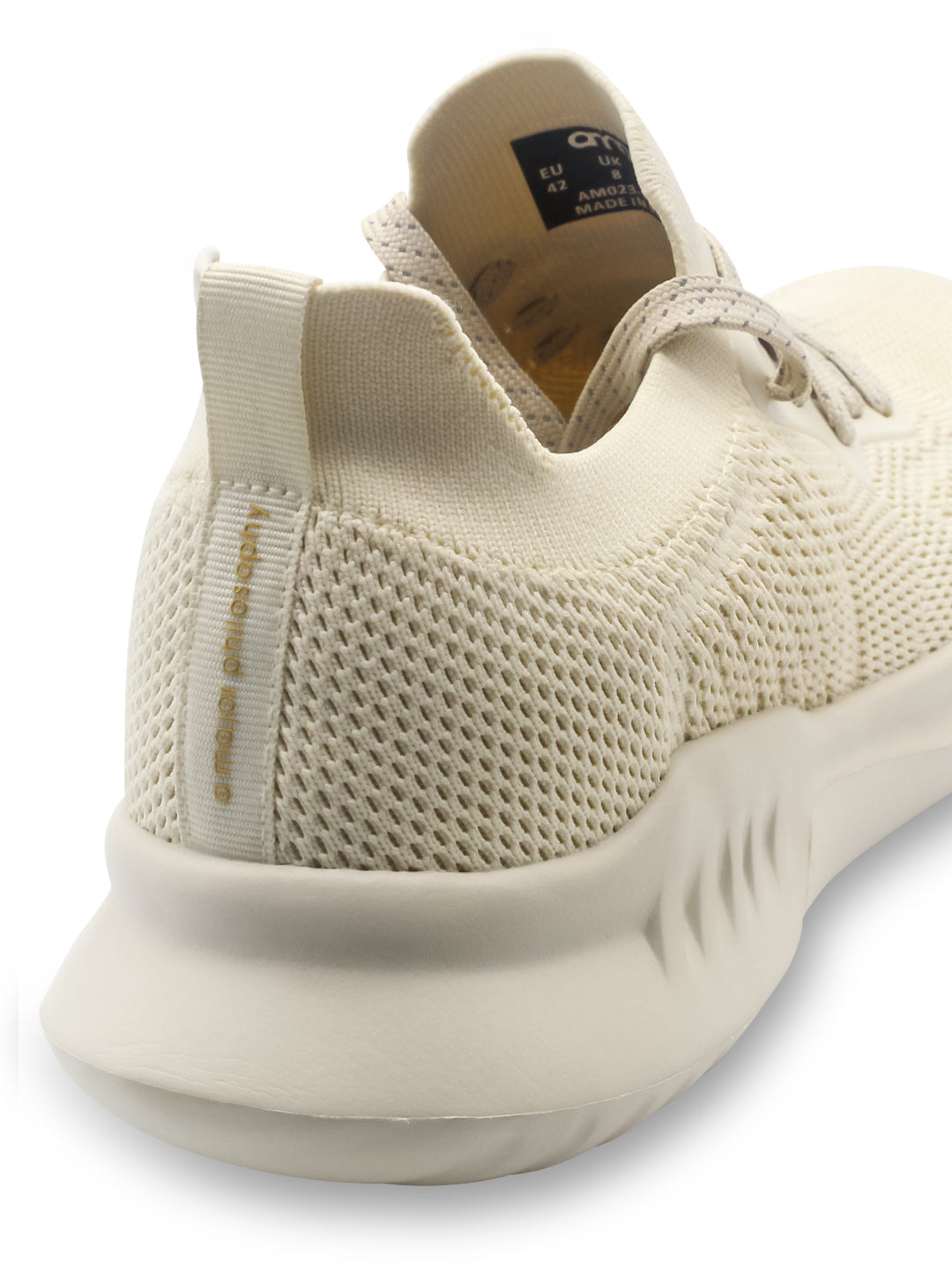 Amp Men’s Knitted Lace-Up Sneakers AM023-BEIGE