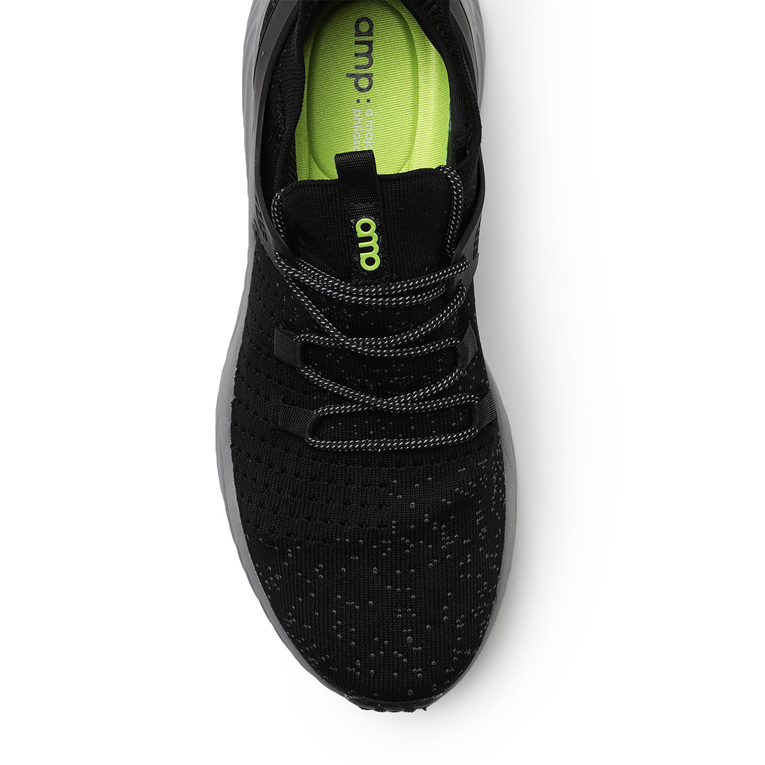 Amp Women’s Knitted Lace-Up Sneakers AW013-BLACK