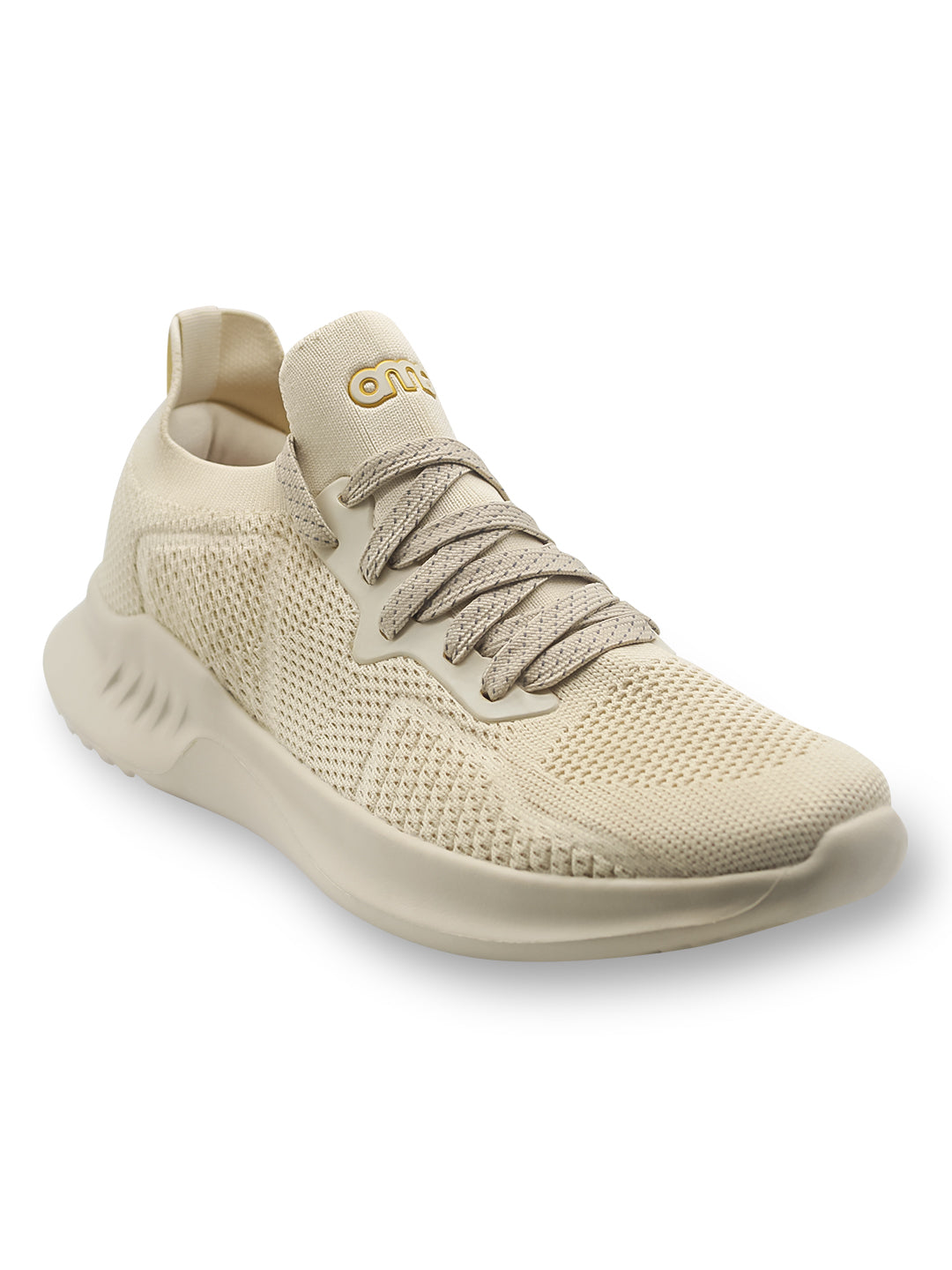 Amp Men’s Knitted Lace-Up Sneakers AM023-BEIGE